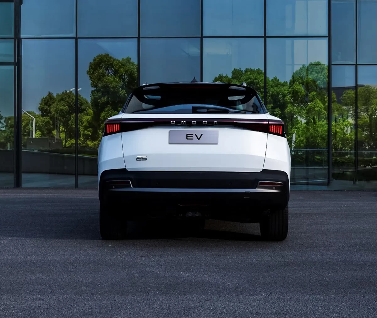 вид сзади на первый электромобиль Омоды